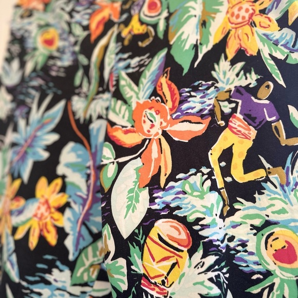 Finity Caribbean Tropical Hibiscus Floral Capri Pants Womens 12 Vtg - Picture 3 of 7